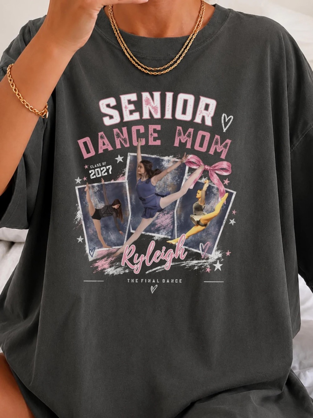 Comfort Colors Pepper Tee with Pink & White Senior Dance Mom Graphic